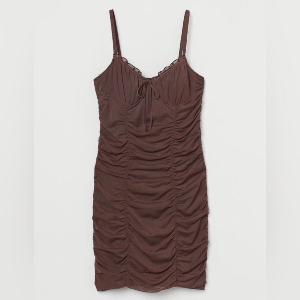 brown cinched h&m mini dress